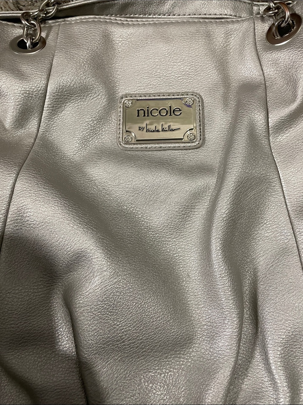 Nicole by Nicole Miller Silver Tote Bag